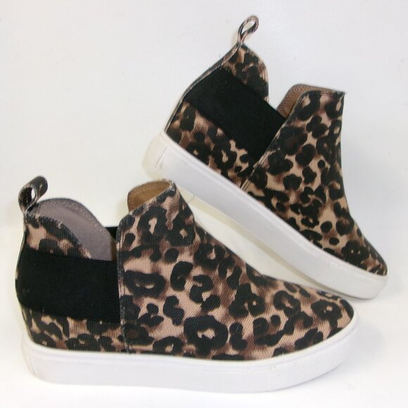 Steve Madden Wedge Sneakers Crushin Leopard‎ Hi-Top Slip Ons 7.5 M - Picture 1 of 6